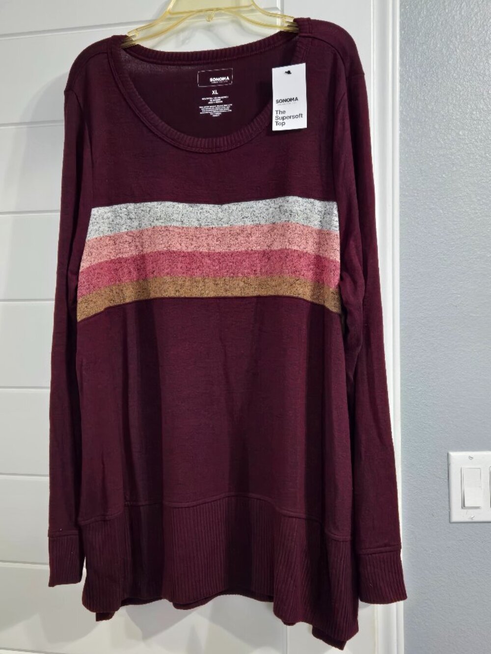 NEW Sonoma Women's X-Large Burgandy Lightweight Sweater
